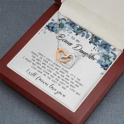 To My Bonus Daughter - I Will Forever Love You - Interlocking Hearts Necklace SO155T - Charming Present