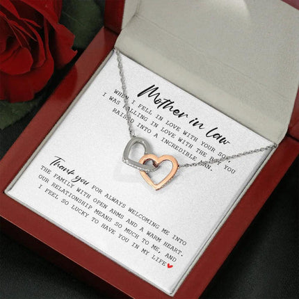 Mother In Law - Thank You For Always Welcoming Me - Interlocking Hearts Necklace SO175T - Charming Present