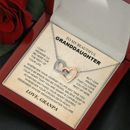 Granddaughter - Grandpa - Love You For The Rest Of Mine - Interlocking Hearts Necklace - Charming Present