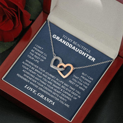 Granddaughter - Grandpa - Love You For The Rest Of Mine - Interlocking Hearts Necklace - Charming Present