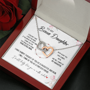 To My Bonus Daughter - Forever Love You No Matter What - Interlocking Hearts Necklace SO173T