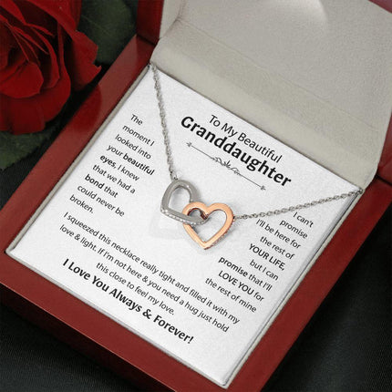 Beautiful Granddaughter - I'll Love You For The Rest Of Mine - Interlocking Hearts Necklace - Charming Present