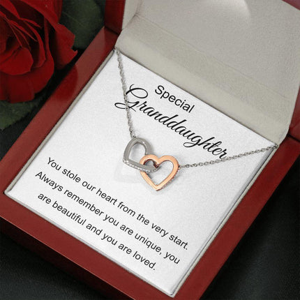 Special Granddaughter - You Are Beautiful - Interlocking Hearts Necklace - Charming Present