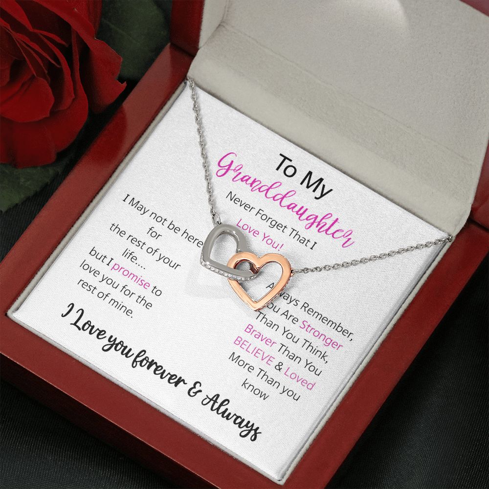 Granddaughter - I Love You Forever - Interlocking Hearts Necklace