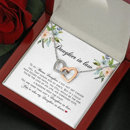 Daughter In Law - You Are Also My Daughter In Heart - Interlocking Hearts Necklace SO167V - Charming Present