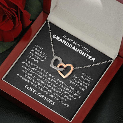 Granddaughter - Grandpa - Love You For The Rest Of Mine - Interlocking Hearts Necklace - Charming Present