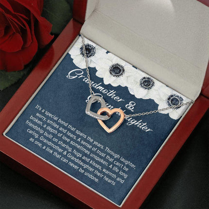 Granddaughter - Sharing Hugs And Kisses - Interlocking Hearts Necklace - Charming Present
