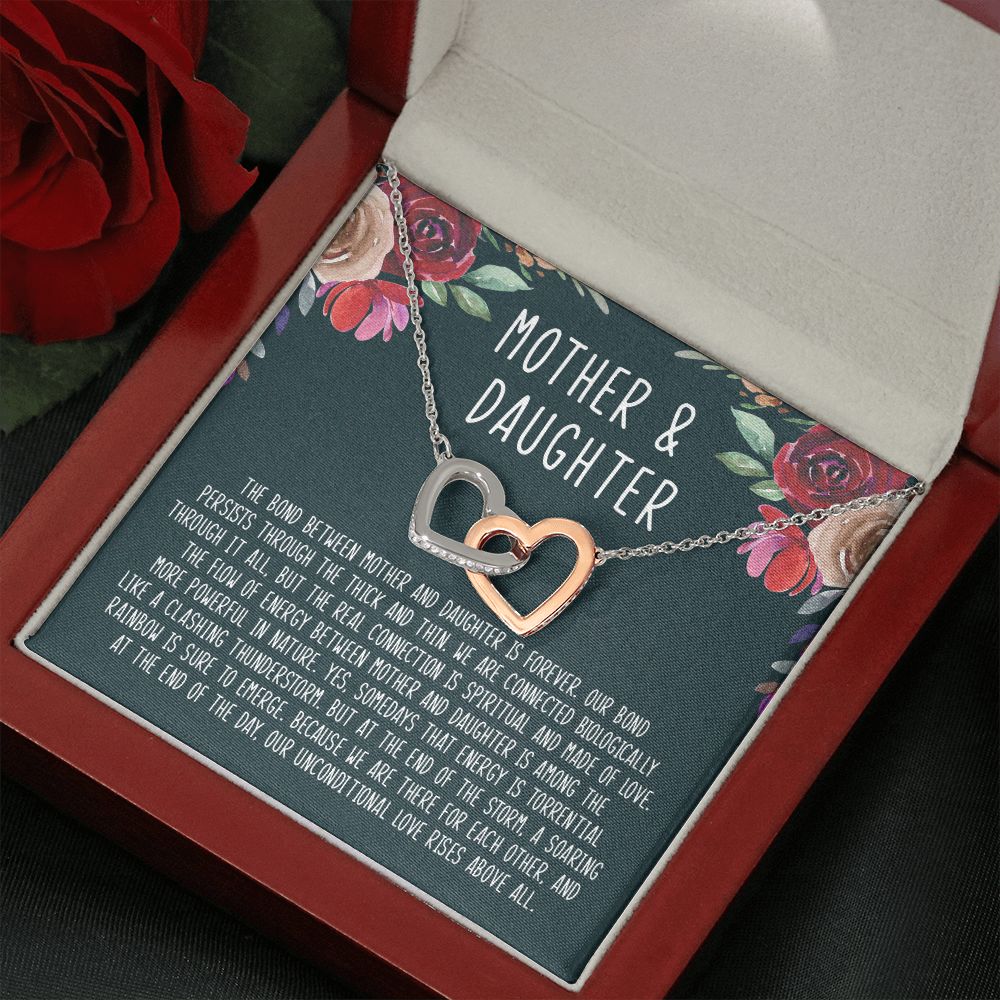 Mother And Daughter - The Bond Between Mother And Daughter Is Forever - Interlocking Hearts Necklace