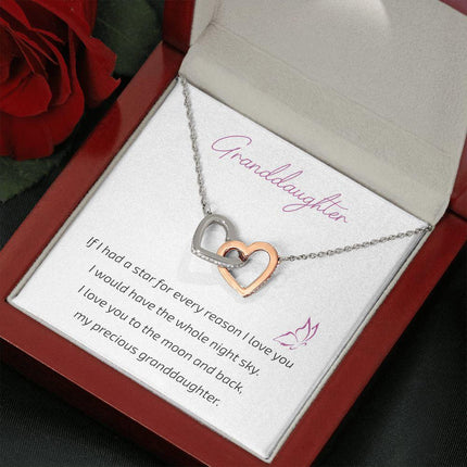 Granddaughter Grandma - I Love You To The Moon And Back - Interlocking Hearts Necklace - Charming Present