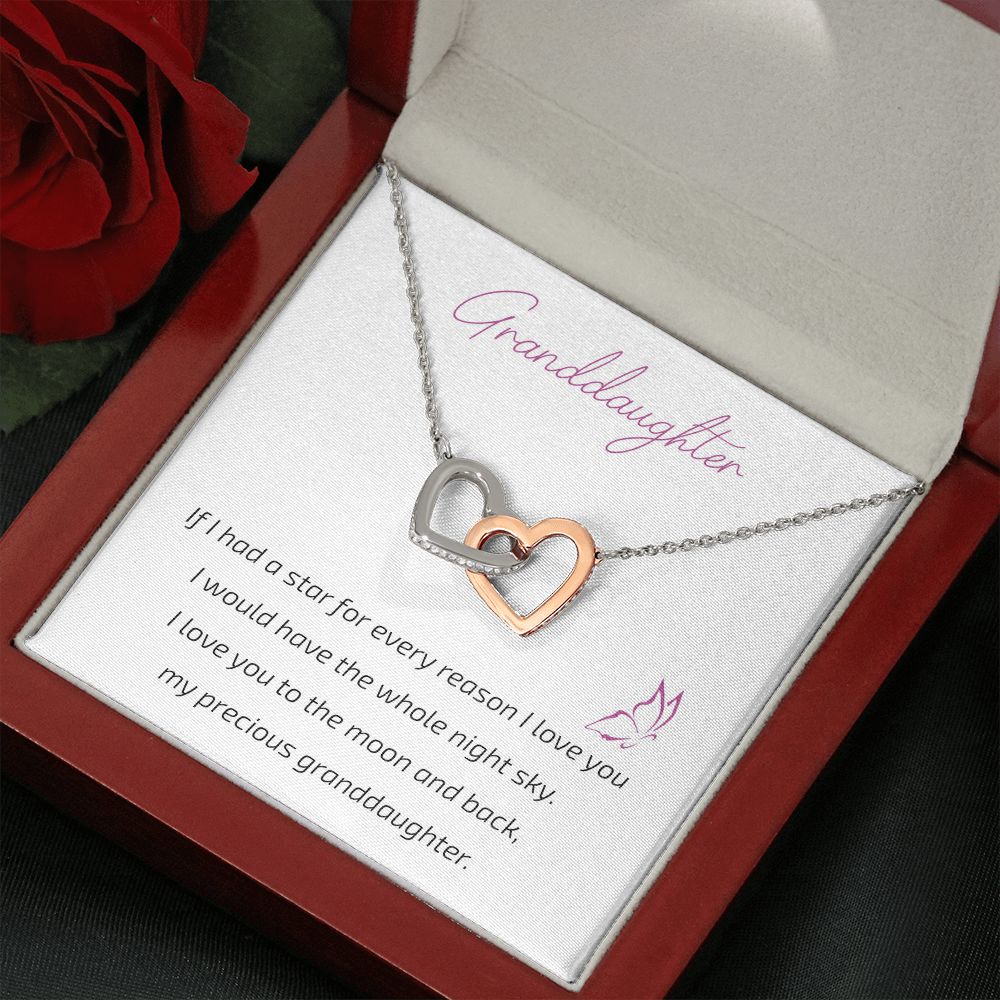 Granddaughter Grandma - I Love You To The Moon And Back - Interlocking Hearts Necklace