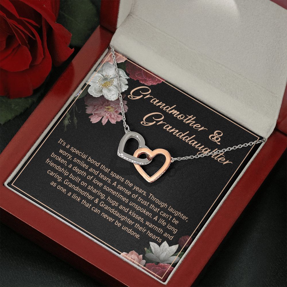 Granddaughter - Sharing Hugs And Kisses - Interlocking Hearts Necklace