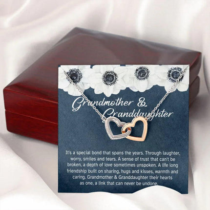 Granddaughter - Sharing Hugs And Kisses - Interlocking Hearts Necklace - Charming Present