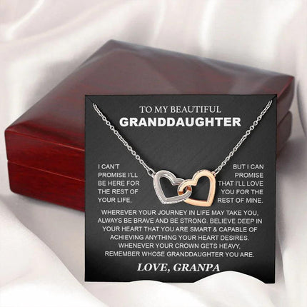 Granddaughter - Grandpa - Love You For The Rest Of Mine - Interlocking Hearts Necklace - Charming Present