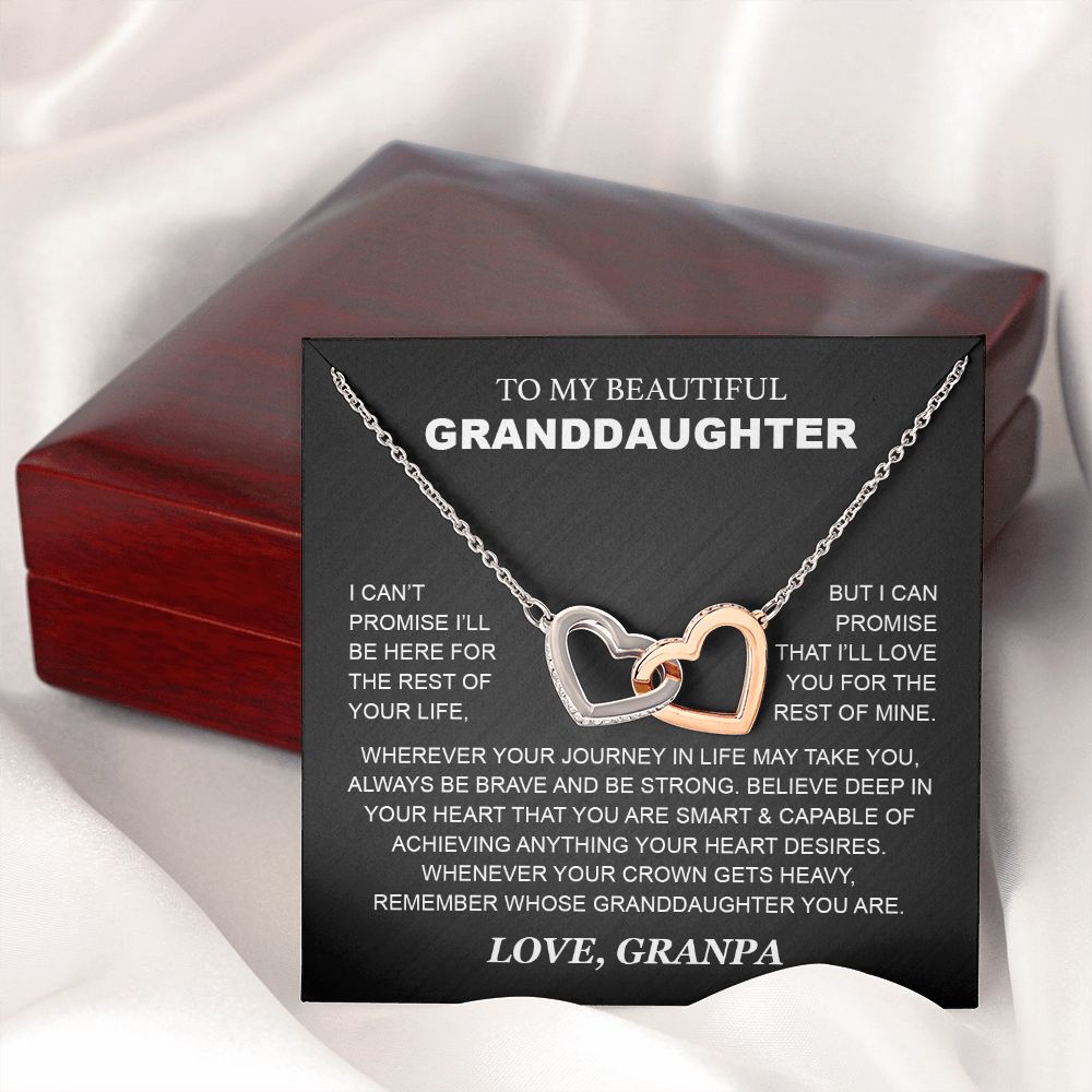 Granddaughter - Grandpa - Love You For The Rest Of Mine - Interlocking Hearts Necklace