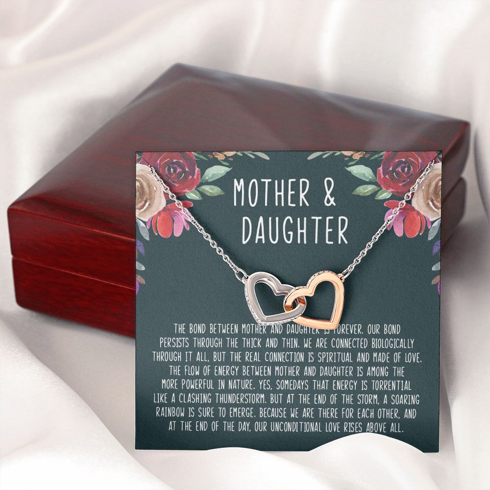 Mother And Daughter - The Bond Between Mother And Daughter Is Forever - Interlocking Hearts Necklace