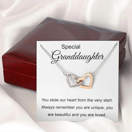 Special Granddaughter - You Are Beautiful - Interlocking Hearts Necklace - Charming Present
