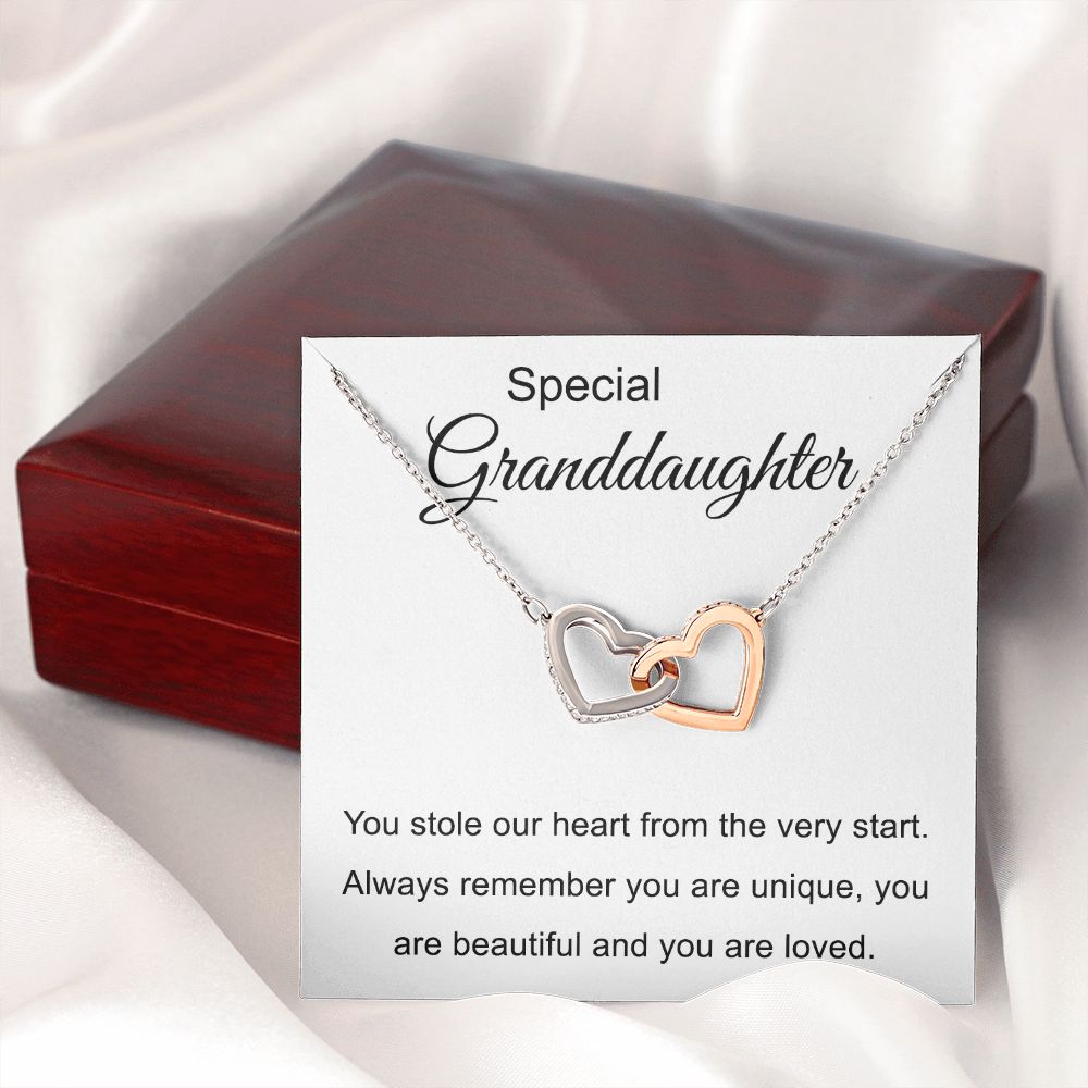 Special Granddaughter - You Are Beautiful - Interlocking Hearts Necklace