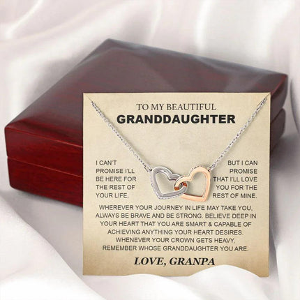 Granddaughter - Grandpa - Love You For The Rest Of Mine - Interlocking Hearts Necklace - Charming Present
