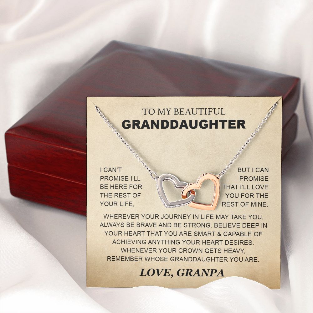 Granddaughter - Grandpa - Love You For The Rest Of Mine - Interlocking Hearts Necklace