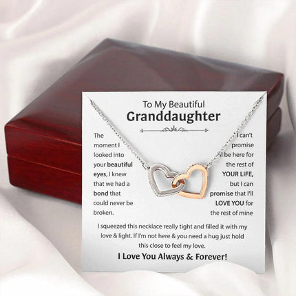 Beautiful Granddaughter - I'll Love You For The Rest Of Mine - Interlocking Hearts Necklace - Charming Present