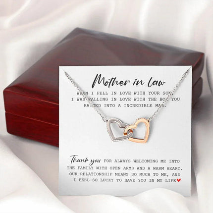Mother In Law - Thank You For Always Welcoming Me - Interlocking Hearts Necklace SO175T - Charming Present