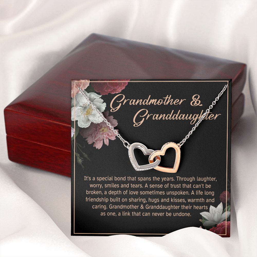 Granddaughter - Sharing Hugs And Kisses - Interlocking Hearts Necklace