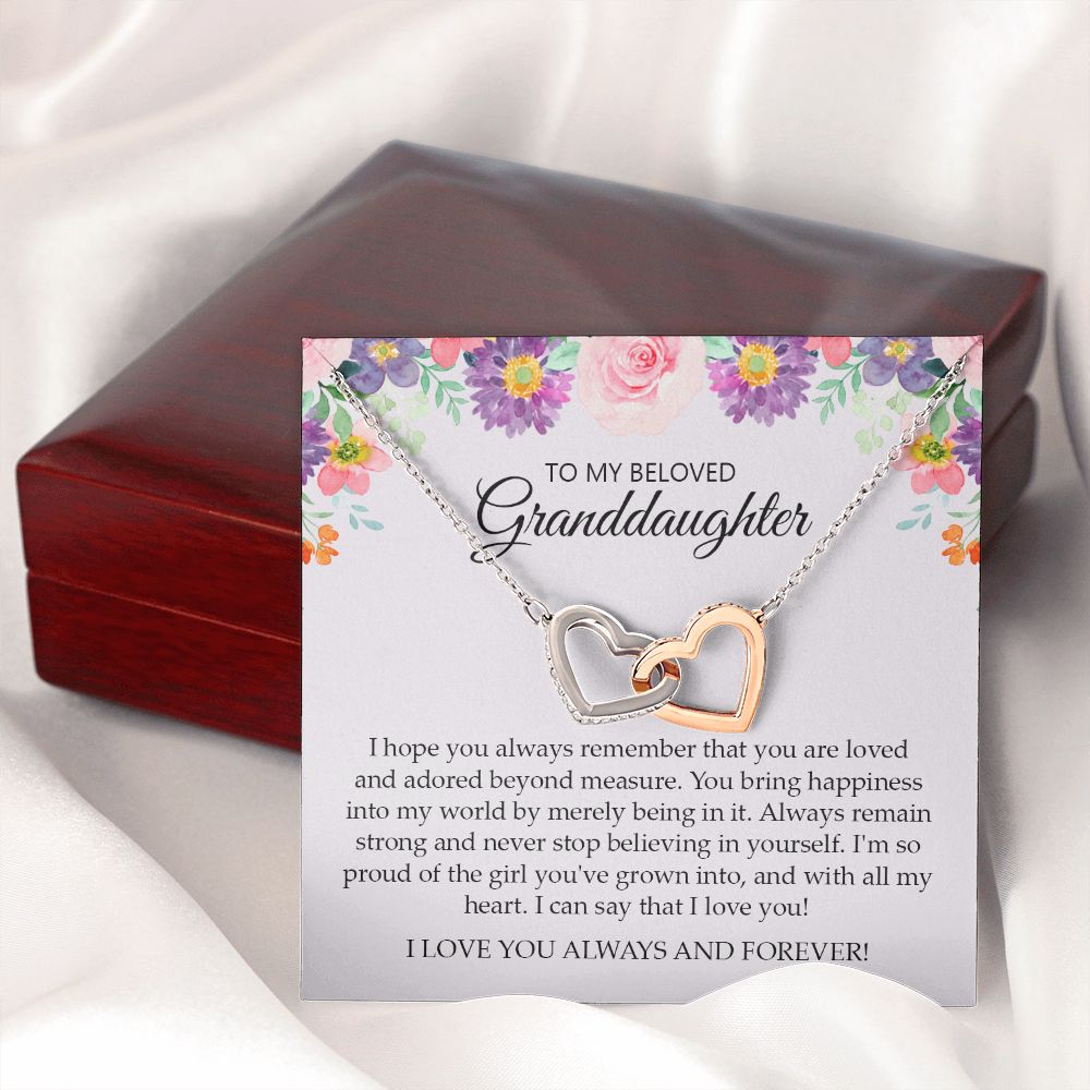 Granddaughter - I Love You Always And Forever - Interlocking Hearts Necklace