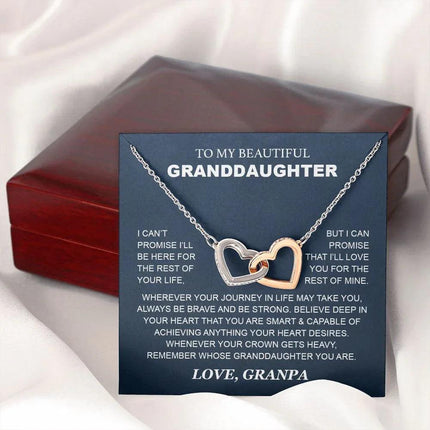 Granddaughter - Grandpa - Love You For The Rest Of Mine - Interlocking Hearts Necklace - Charming Present