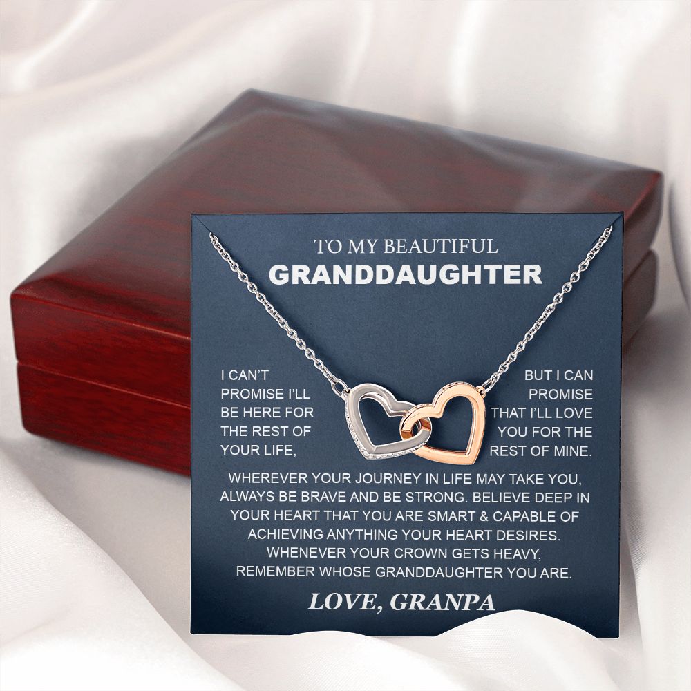 Granddaughter - Grandpa - Love You For The Rest Of Mine - Interlocking Hearts Necklace