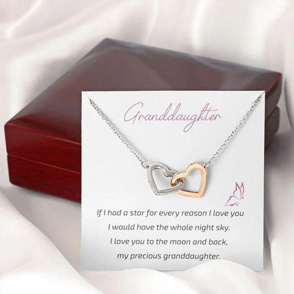 Granddaughter Grandma - I Love You To The Moon And Back - Interlocking Hearts Necklace - Charming Present