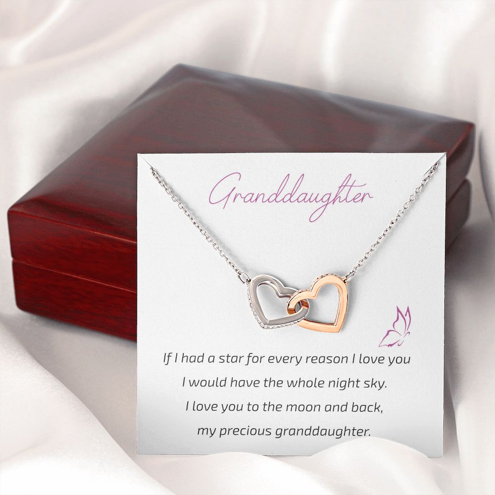 Granddaughter Grandma - I Love You To The Moon And Back - Interlocking Hearts Necklace