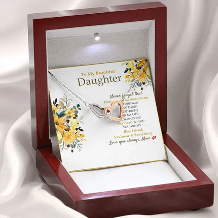 Daughter - Mom - How Much You Mean To Me - Interlocking Hearts Necklace SO190V - Charming Present