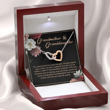 Granddaughter - Sharing Hugs And Kisses - Interlocking Hearts Necklace - Charming Present