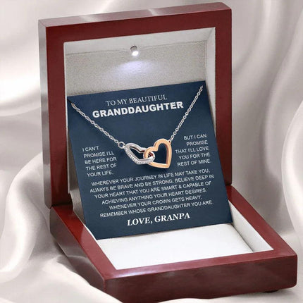 Granddaughter - Grandpa - Love You For The Rest Of Mine - Interlocking Hearts Necklace - Charming Present