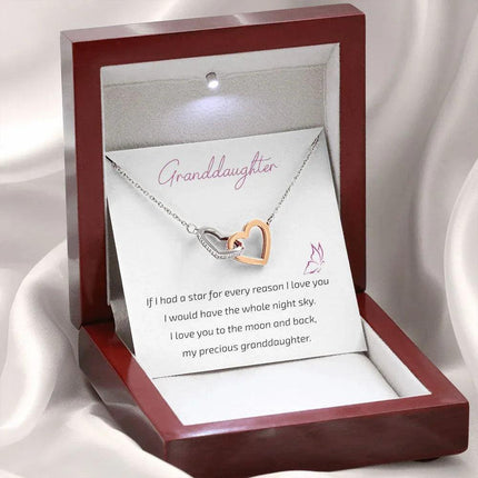 Granddaughter Grandma - I Love You To The Moon And Back - Interlocking Hearts Necklace - Charming Present