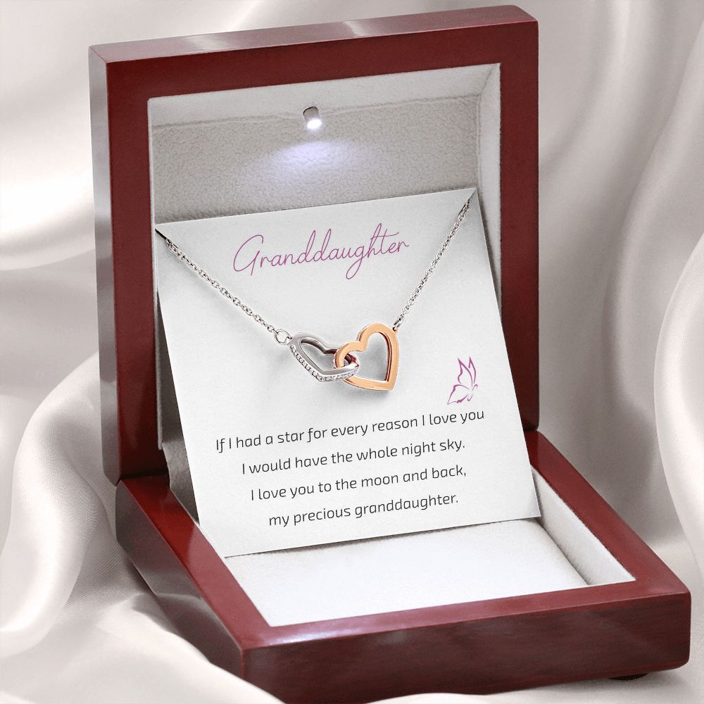 Granddaughter Grandma - I Love You To The Moon And Back - Interlocking Hearts Necklace