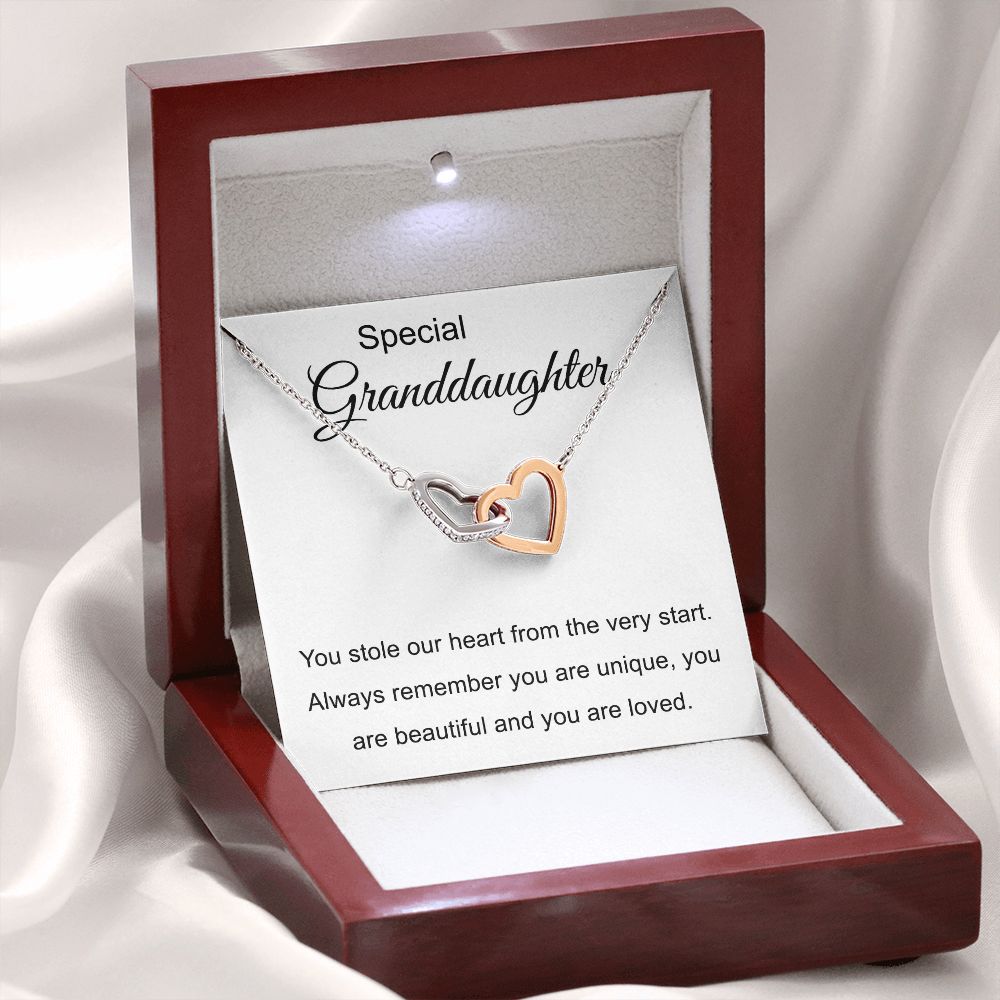 Special Granddaughter - You Are Beautiful - Interlocking Hearts Necklace