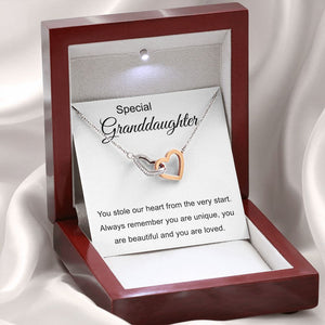 Special Granddaughter - You Are Beautiful - Interlocking Hearts Necklace