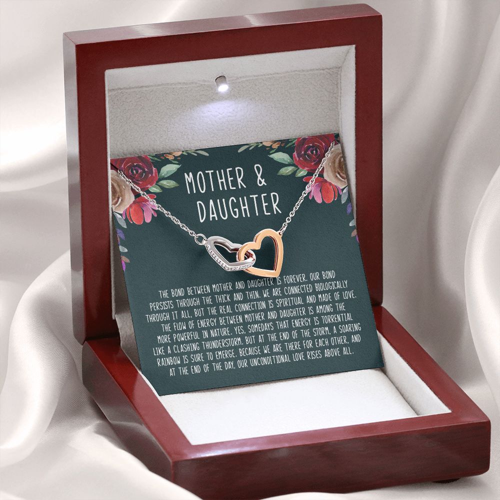 Mother And Daughter - The Bond Between Mother And Daughter Is Forever - Interlocking Hearts Necklace