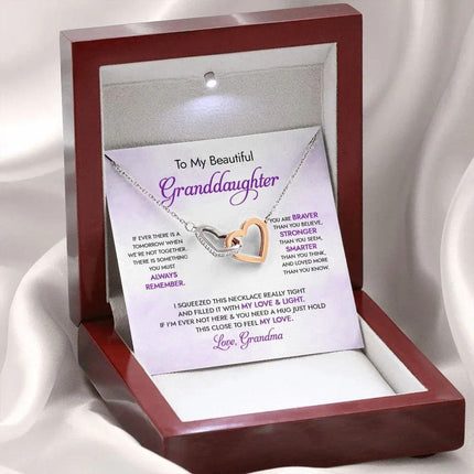 Granddaughter - Grandma - My Love And Light - Interlocking Hearts Necklace - Charming Present