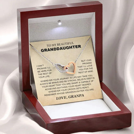 Granddaughter - Grandpa - Love You For The Rest Of Mine - Interlocking Hearts Necklace - Charming Present