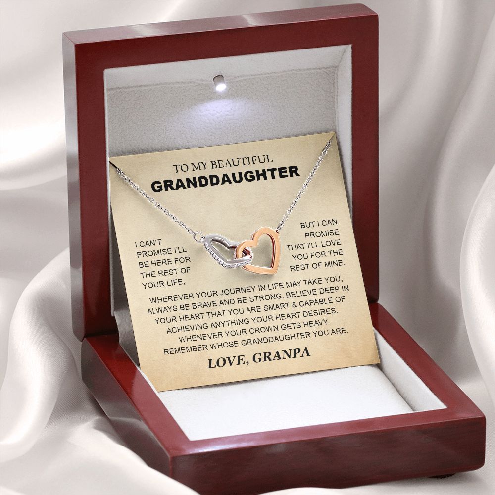 Granddaughter - Grandpa - Love You For The Rest Of Mine - Interlocking Hearts Necklace