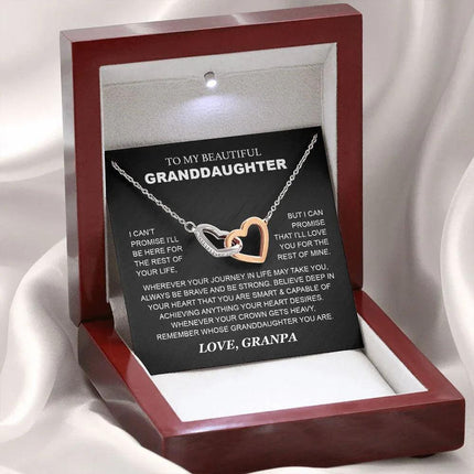 Granddaughter - Grandpa - Love You For The Rest Of Mine - Interlocking Hearts Necklace - Charming Present