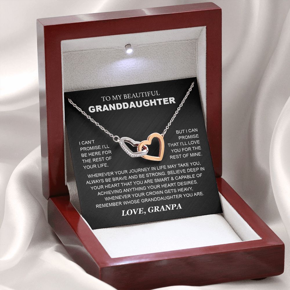 Granddaughter - Grandpa - Love You For The Rest Of Mine - Interlocking Hearts Necklace