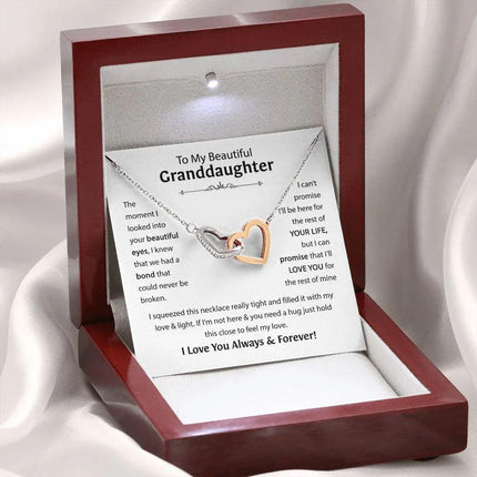 Beautiful Granddaughter - I'll Love You For The Rest Of Mine - Interlocking Hearts Necklace - Charming Present