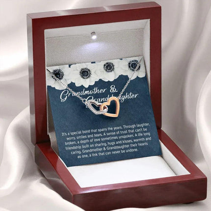 Granddaughter - Sharing Hugs And Kisses - Interlocking Hearts Necklace - Charming Present