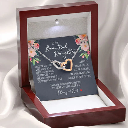 Daughter - Dad - My Heart Will Walk Beside You - Interlocking Hearts Necklace - Charming Present