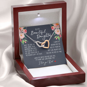 Daughter - Dad - My Heart Will Walk Beside You - Interlocking Hearts Necklace