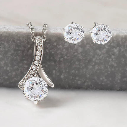 Daughter In Law - I Will Forever Love You - Alluring Beauty Necklace + CZ Earrings - Charming Present