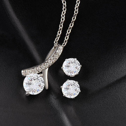 Daughter In Law - I Will Forever Love You - Alluring Beauty Necklace + CZ Earrings - Charming Present